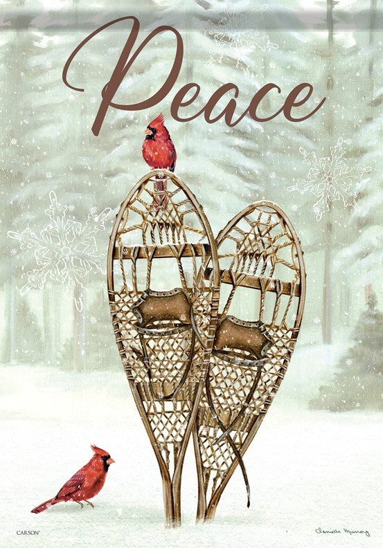 Flag-Garden-Durasoft-Peace/Wooden Snow Shoes (12.5" x 18")