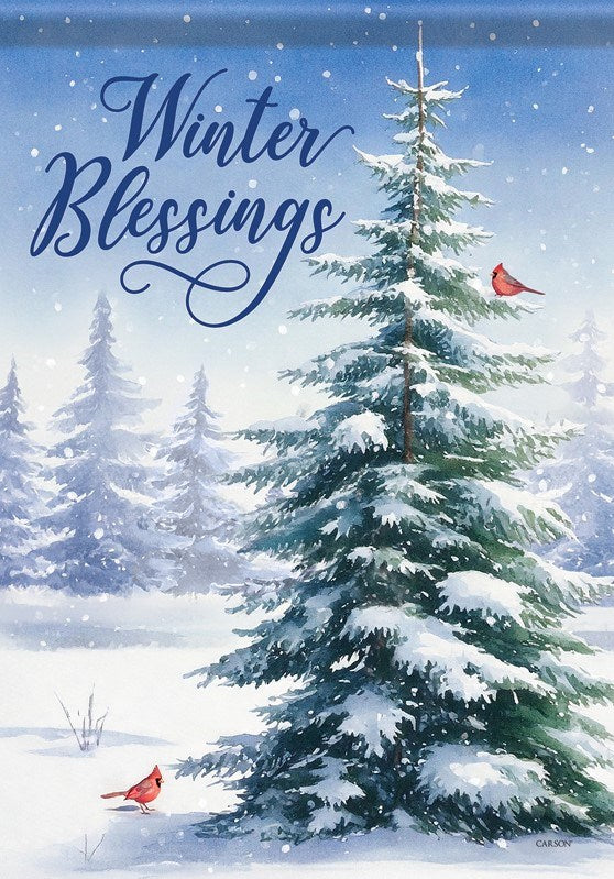 Flag-Garden-Durasoft-Winter Blessings/Pine (12.5" x 18")