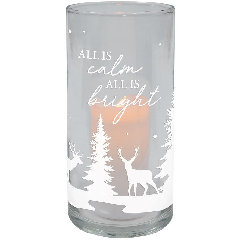 Hurricane Candle-Flameless Flicker-All Is Calm w/ Timer (7.25" x 3.5")