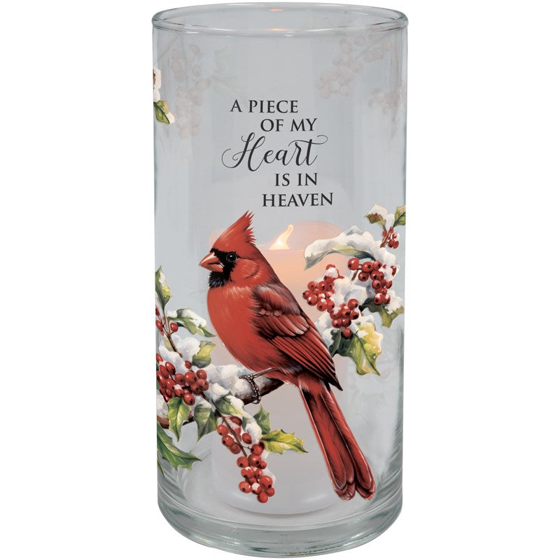 Hurricane Candle-Flameless Flicker-Heart Is In Heaven w/ Timer (7.25" x 3.5")