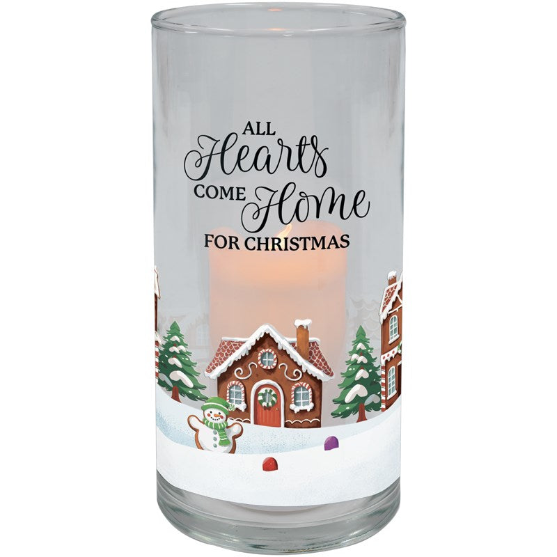 Hurricane Candle-Flameless Flicker-Hearts Come Home w/ Timer (7.25" x 3.5")