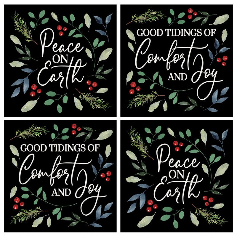 Square House Coasters-Christmas Foliage (Set of 4)