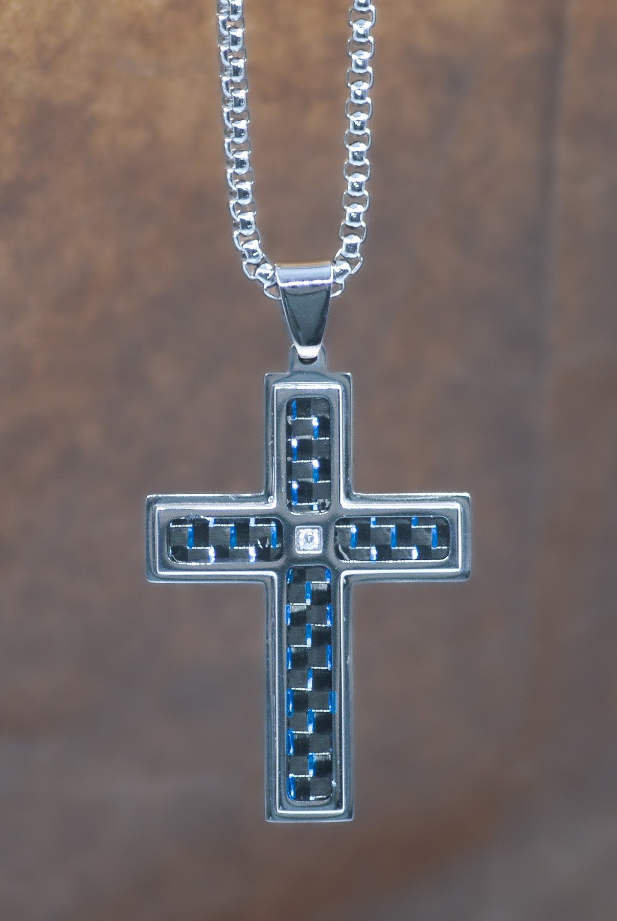 Necklace-Eden Merry-Cross-Blue