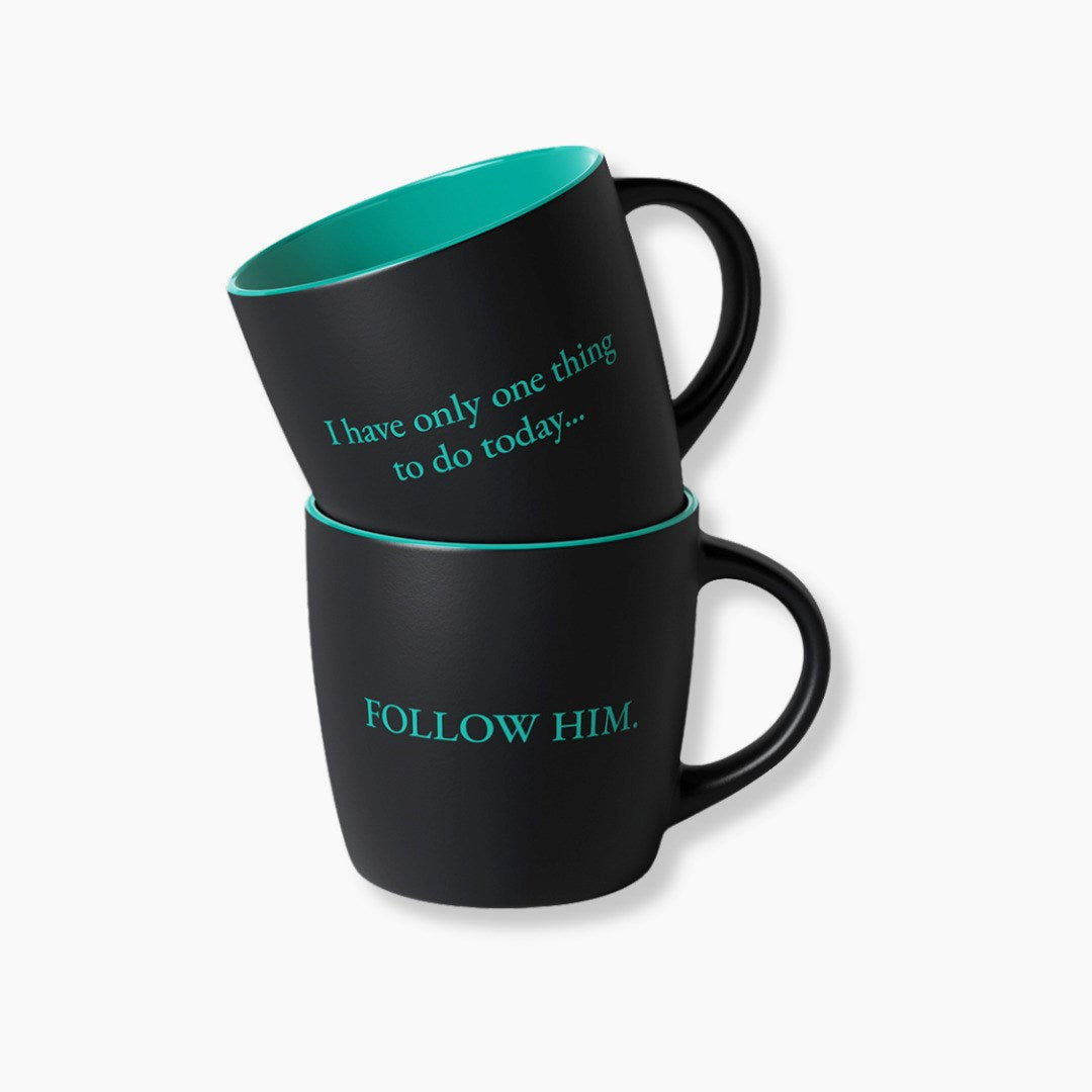Mug-Follow Him-Black w/Teal Interior (10 Oz)
