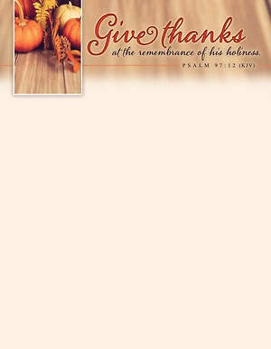 Letterhead-Give Thanks At The Remembrance Of His Holiness (Pack Of 100)
