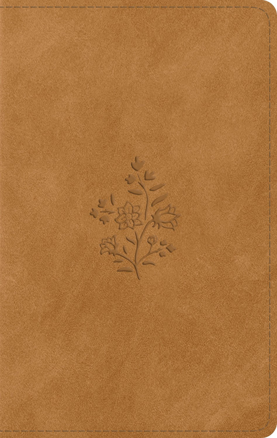 ESV Giant Print Personal Size Bible (RL)-Nubuck Caramel Wildflower Design TruTone Indexed