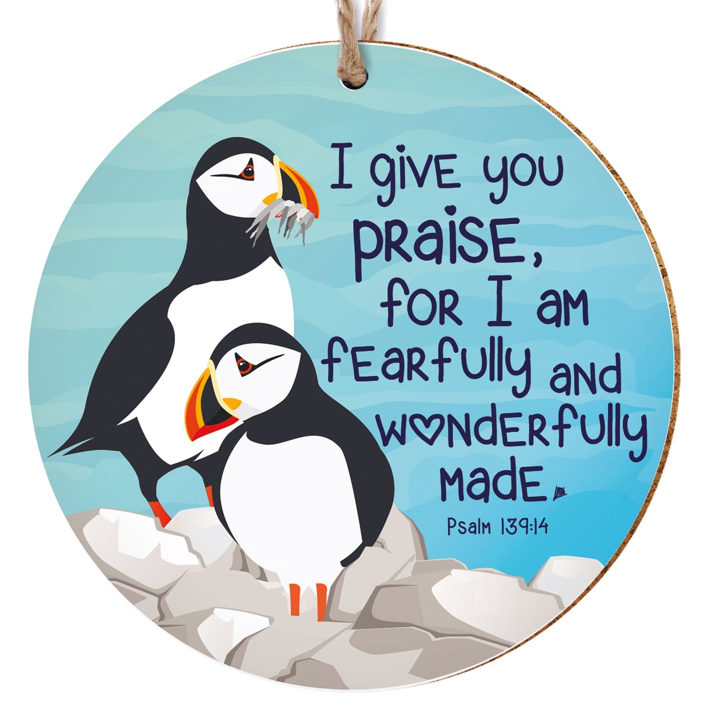 Ornament-Puffins Ceramic (4"")