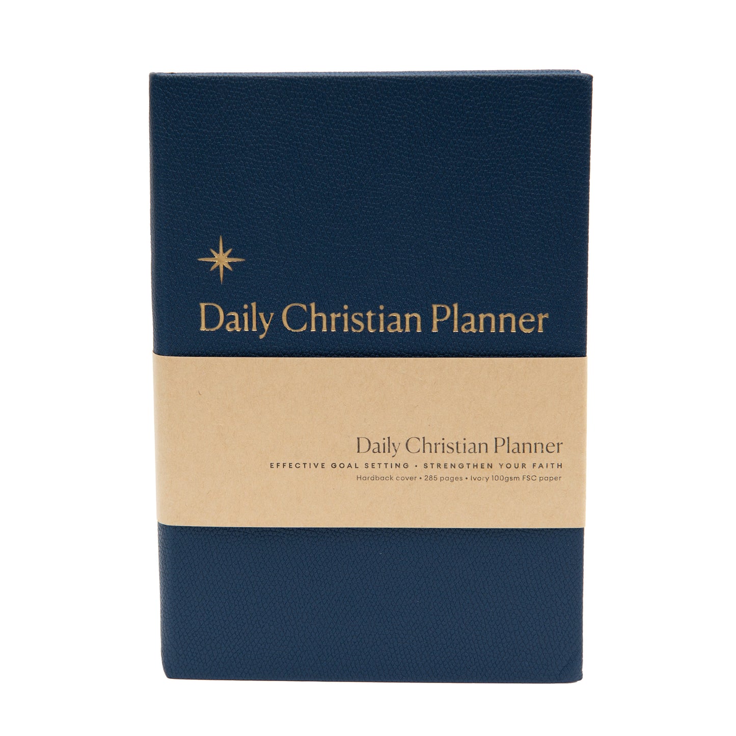 Daily Christian Planner & Goalsetter-Navy Imitation Leather Over Board