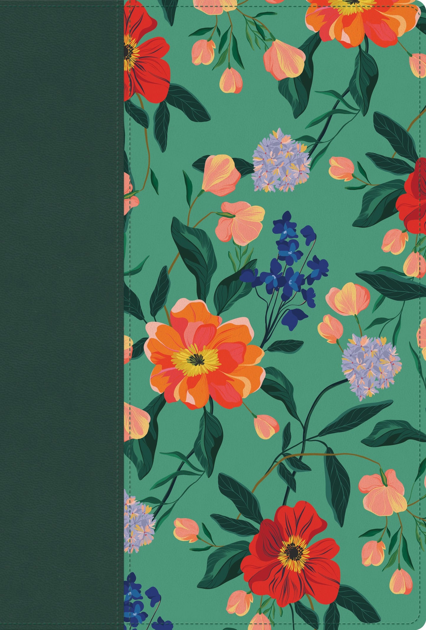 RVR 1960 Biblia letra grande tamano manual edicion especial (Handsize Giant Print Special Ed)-Green Floral LeatherTou