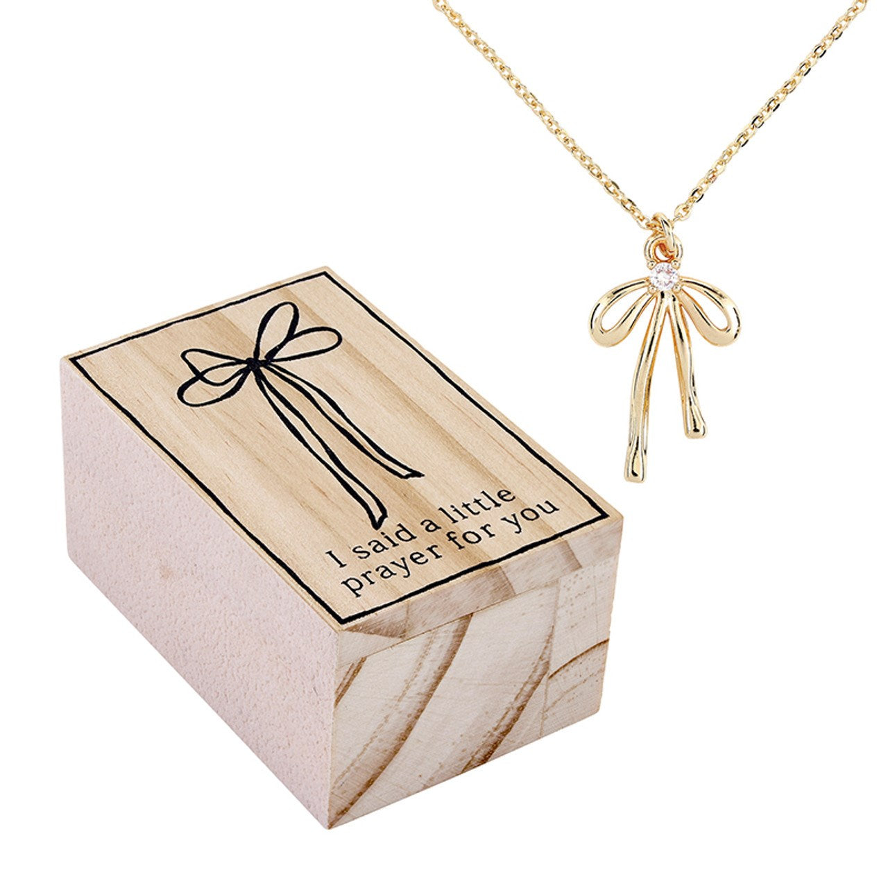 Bow Necklace-I Said A Little Prayer For You in Treasure Box (#R7234)