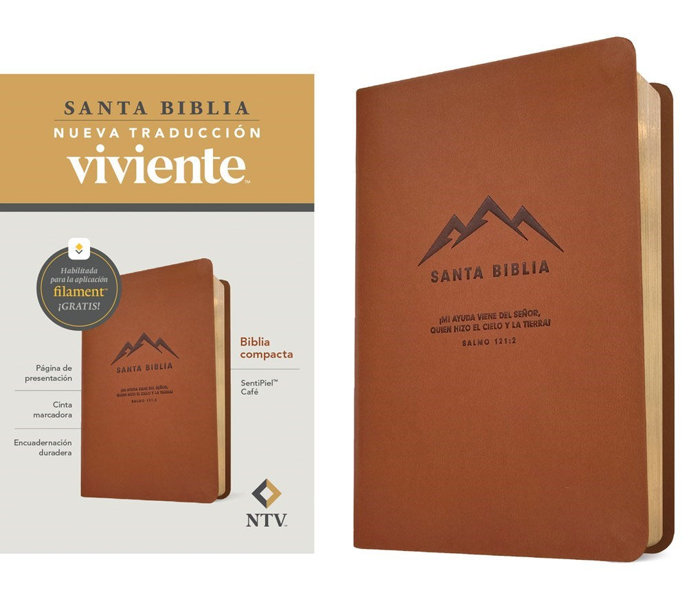 NTV Biblia compacta con Filament (NLT Compact Bible Filament)-Brown LeatherLike