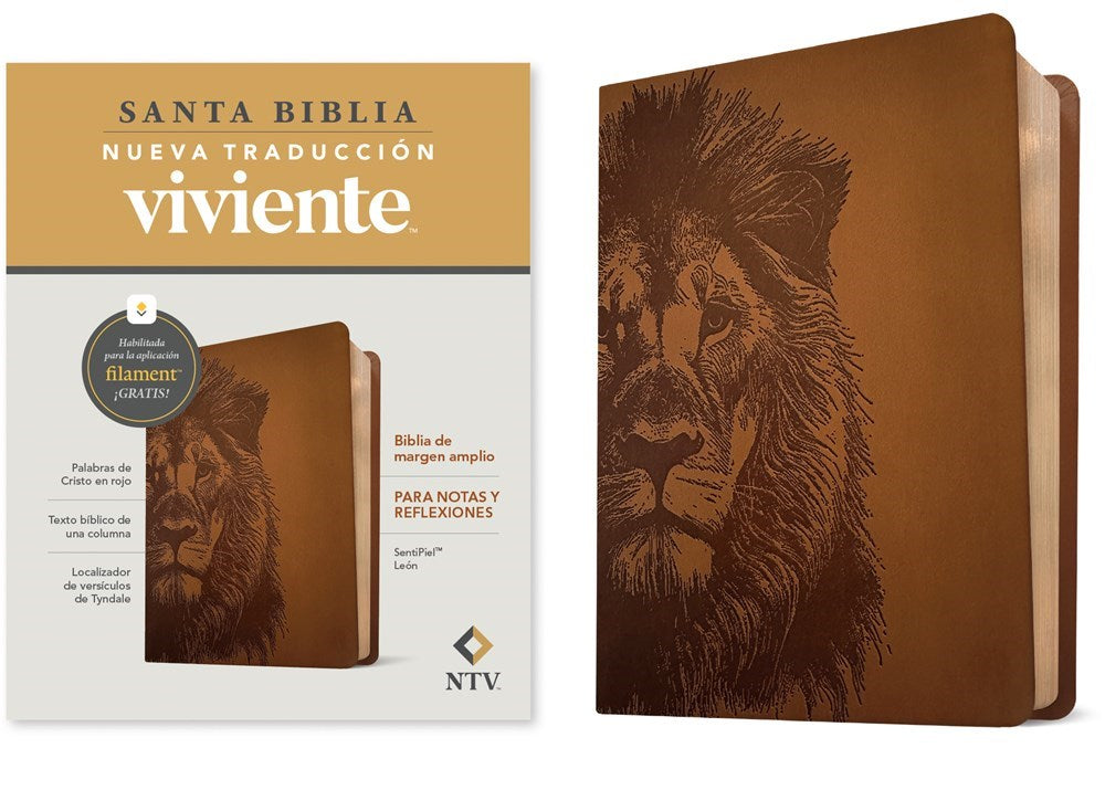 NTV Biblia de margen amplio NTV con Filament (NLT Wide Margin Bible Filament)-Brown Lion LeatherLike