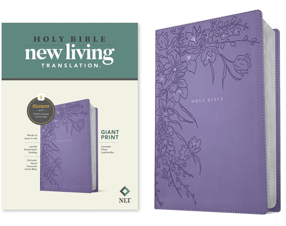 NLT Giant Print Bible Filament Enabled (RL)-Lavender Floral LeatherLike