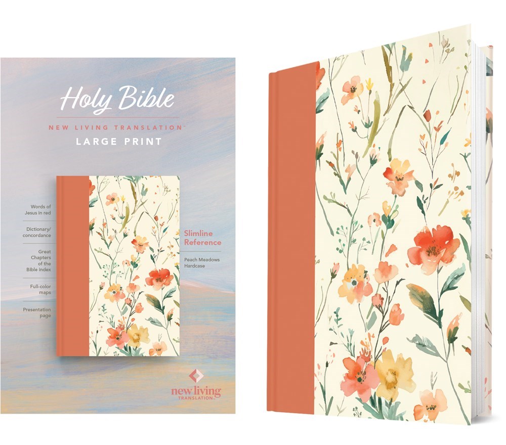 NLT Large Print Slimline Reference Bible (RL)-Peach Meadows Hardcover