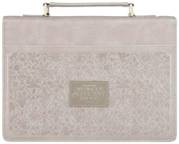 Bible Cover Fashion Taupe My Grace Is Sufficient For You 2 Cor. 12:9