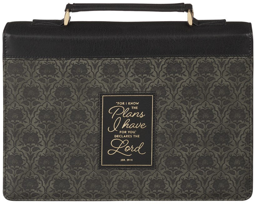 Bible Cover Fashion Tone-tone Charcoal and Black I Know the Plans Jer. 29:11