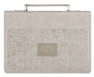Bible Cover Fashion Taupe My Grace Is Sufficient For You 2 Cor. 12:9