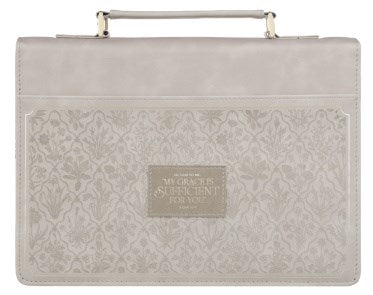 Bible Cover Fashion Taupe My Grace Is Sufficient For You 2 Cor. 12:9