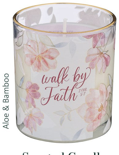 Glass Candle Walk By Faith 2 Cor. 5:7