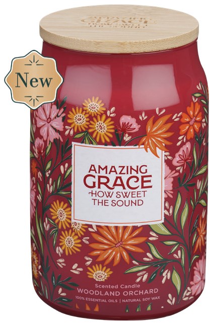 Glass Candle w/ Bamboo Lid Amazing Grace
