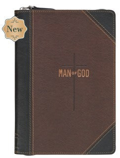 Journal Classic Zip Two-tone Brown and Black Zippered Man of God 1 Tim 6:11