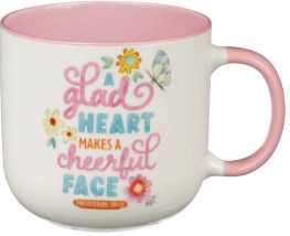 Mug Pink A Glad Heart Makes A Cheerful Face Prov. 15:13
