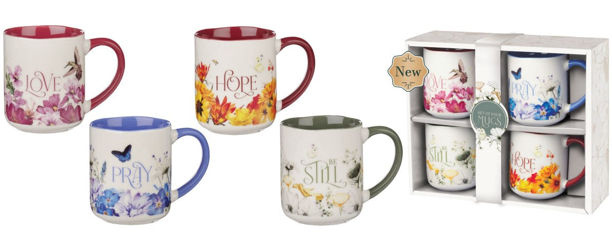 Mug Set 4 pc Love Hope Pray Be Still