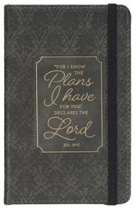 Notebook with Elastic Closure Faux Black and Grey I Know the Plans
