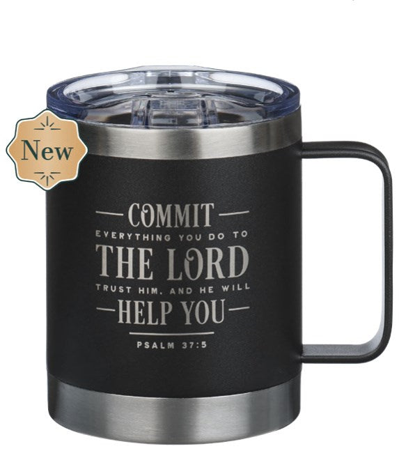 Tumbler SS Black Commit Everything You Do Ps. 37:5