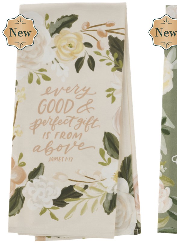 Tea Towel Pink Floral Every Good & Perfect Gift James 1:17