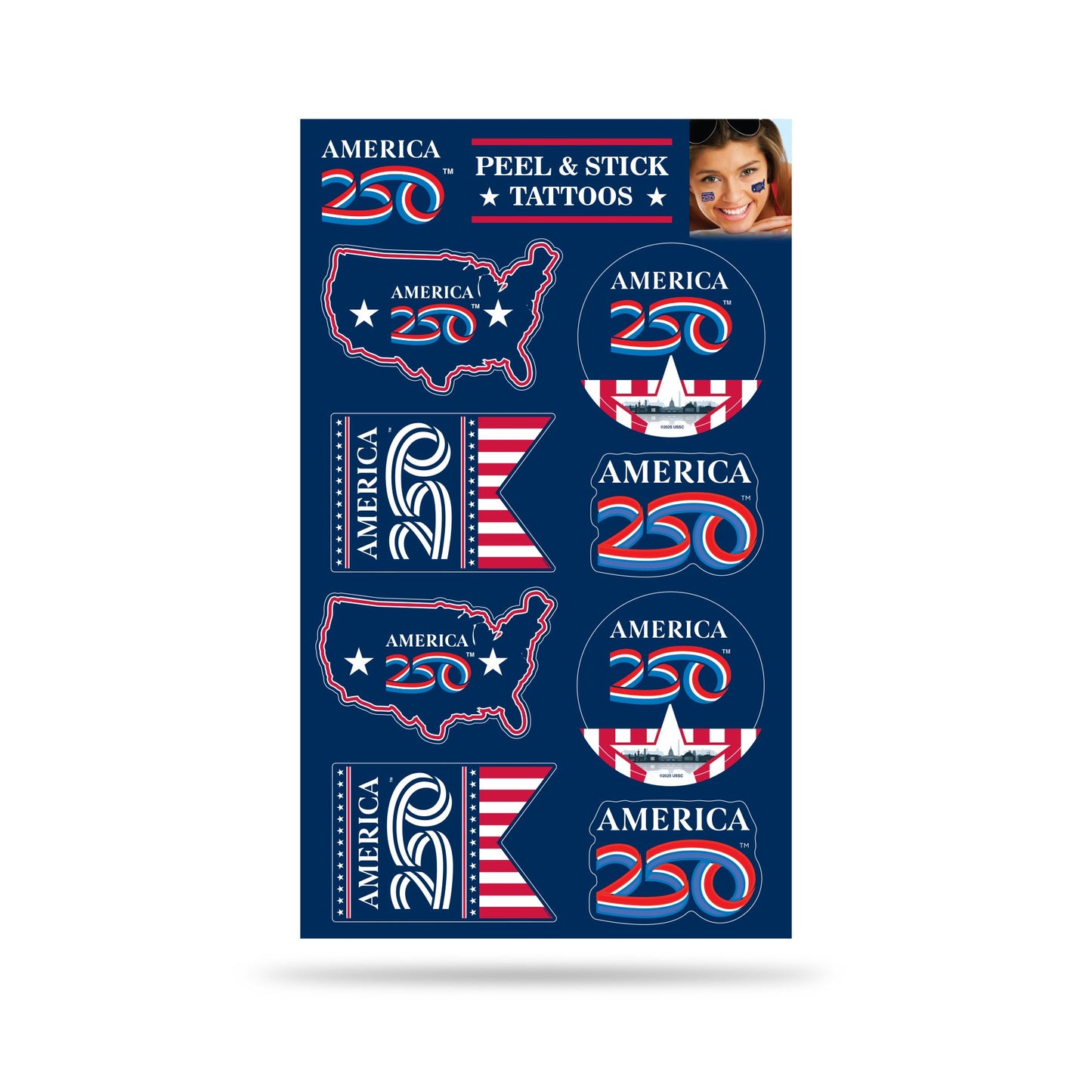 Tattoo-America 250th Birthday-8 Peel And Stick (3" x 5")