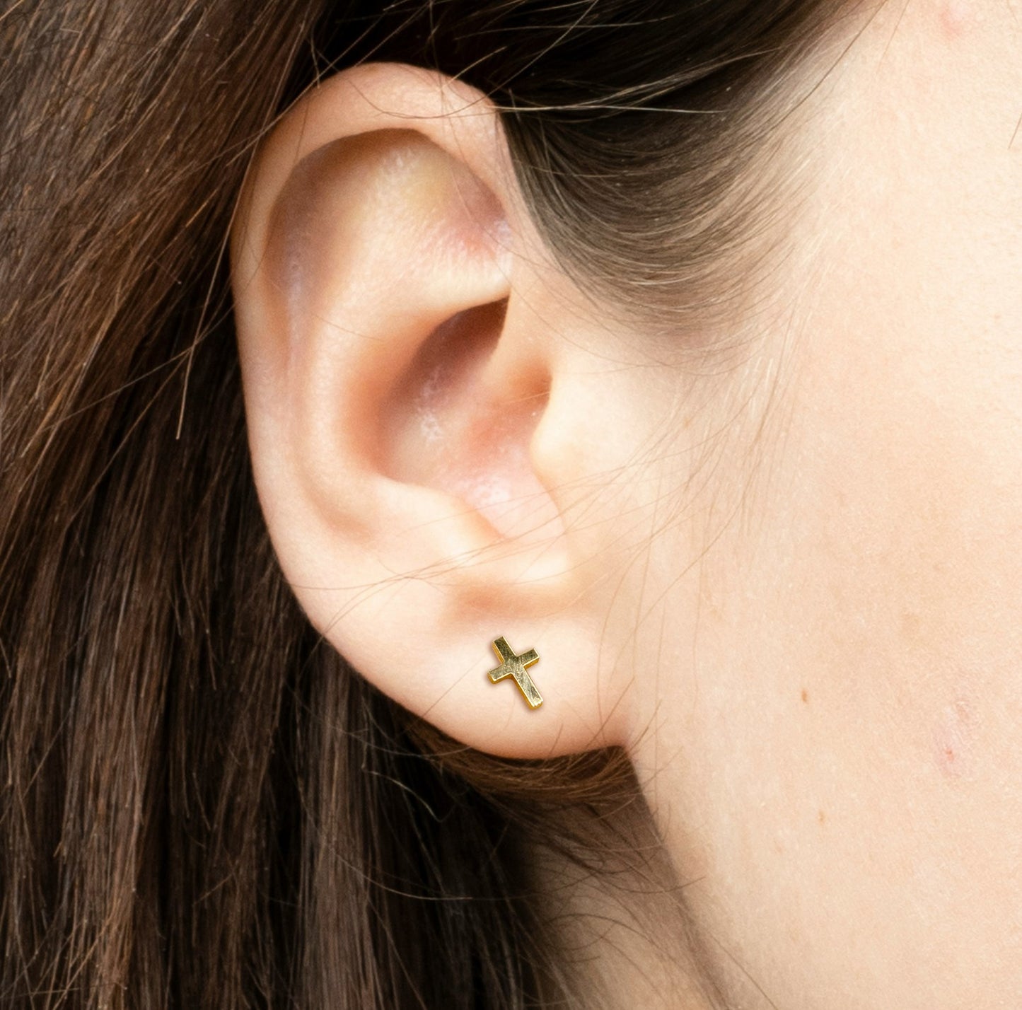 Earrings-Eden Merry-Cross-Stud-Gold