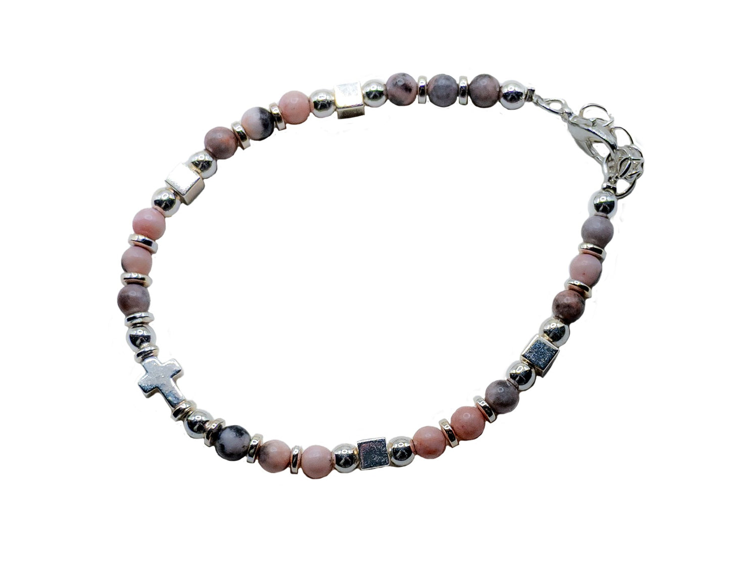 Bracelet-Eden Merry-Cross-Beaded-Pink