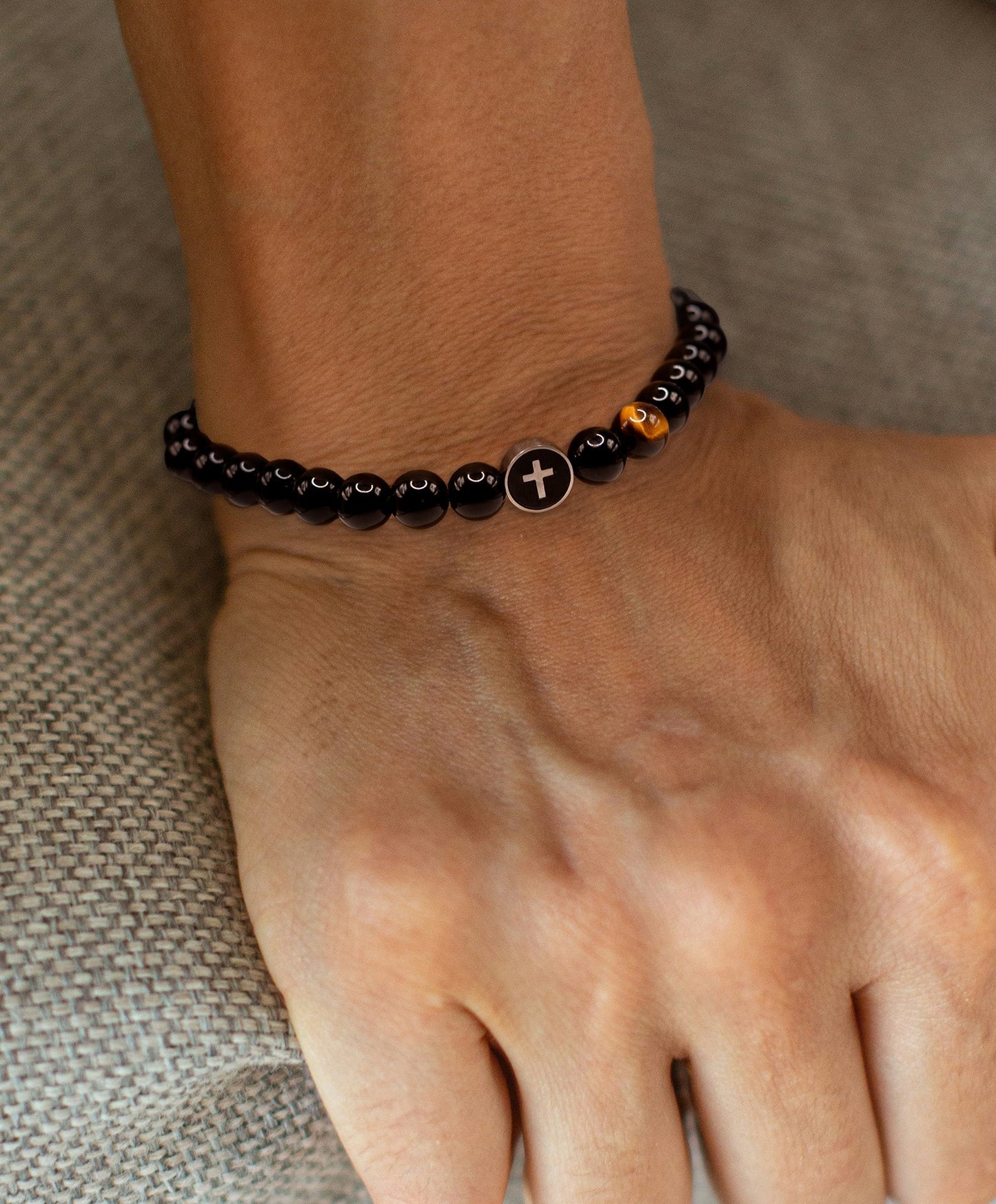 Bracelet-Eden Merry-Tiger Eye-Black/Silver