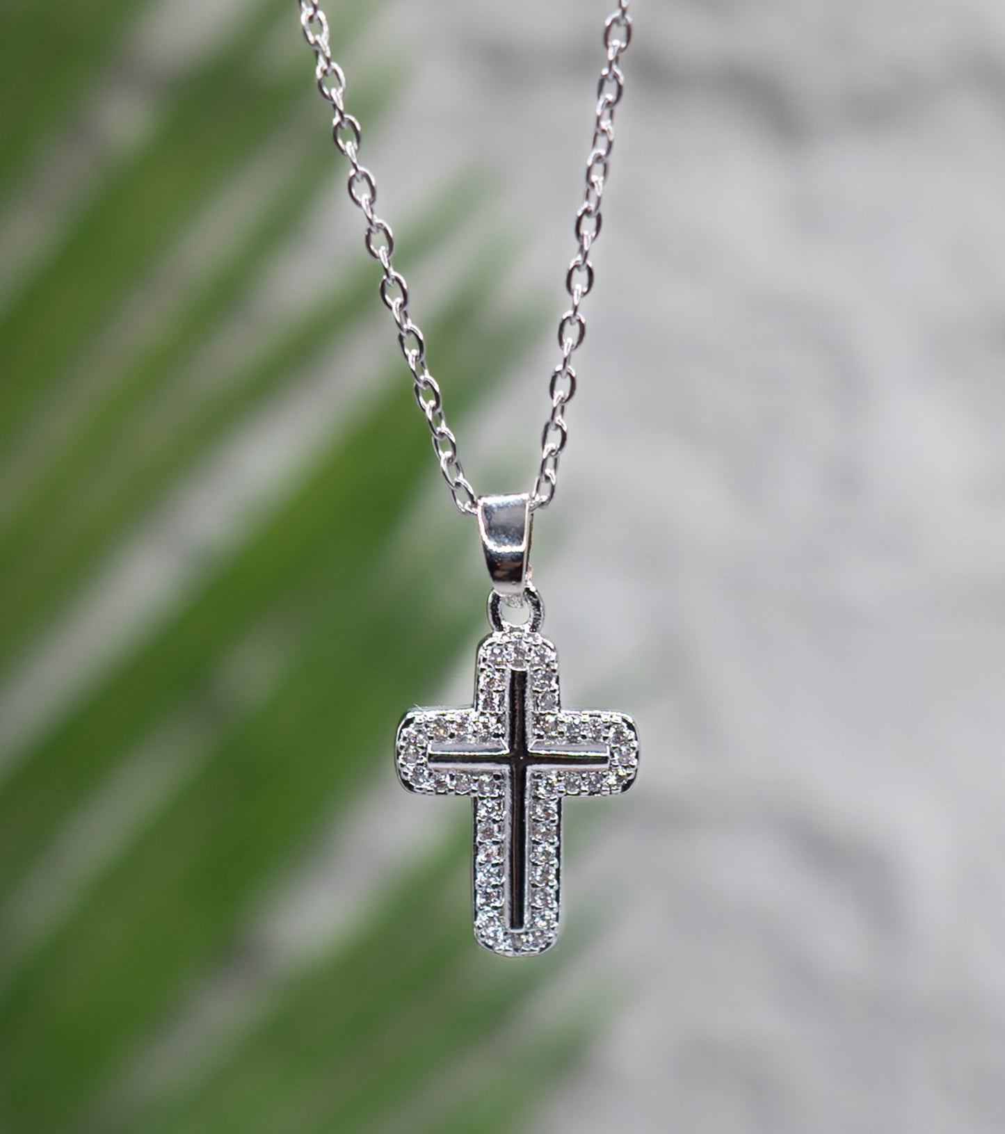 Necklace-Eden Merry-Cross In Cross-Silver/Clear