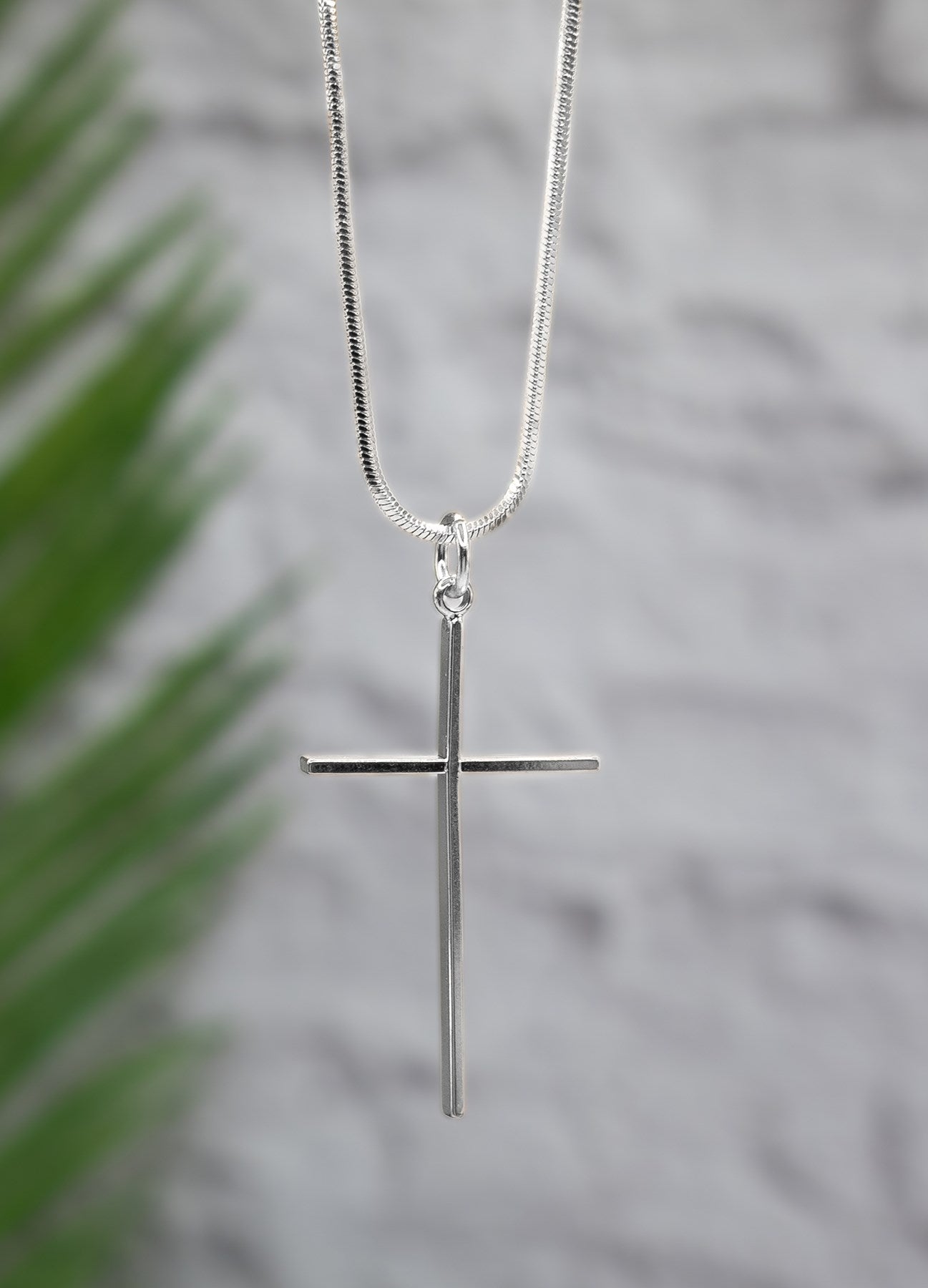 Necklace-Eden Merry-Slim Cross-Silver