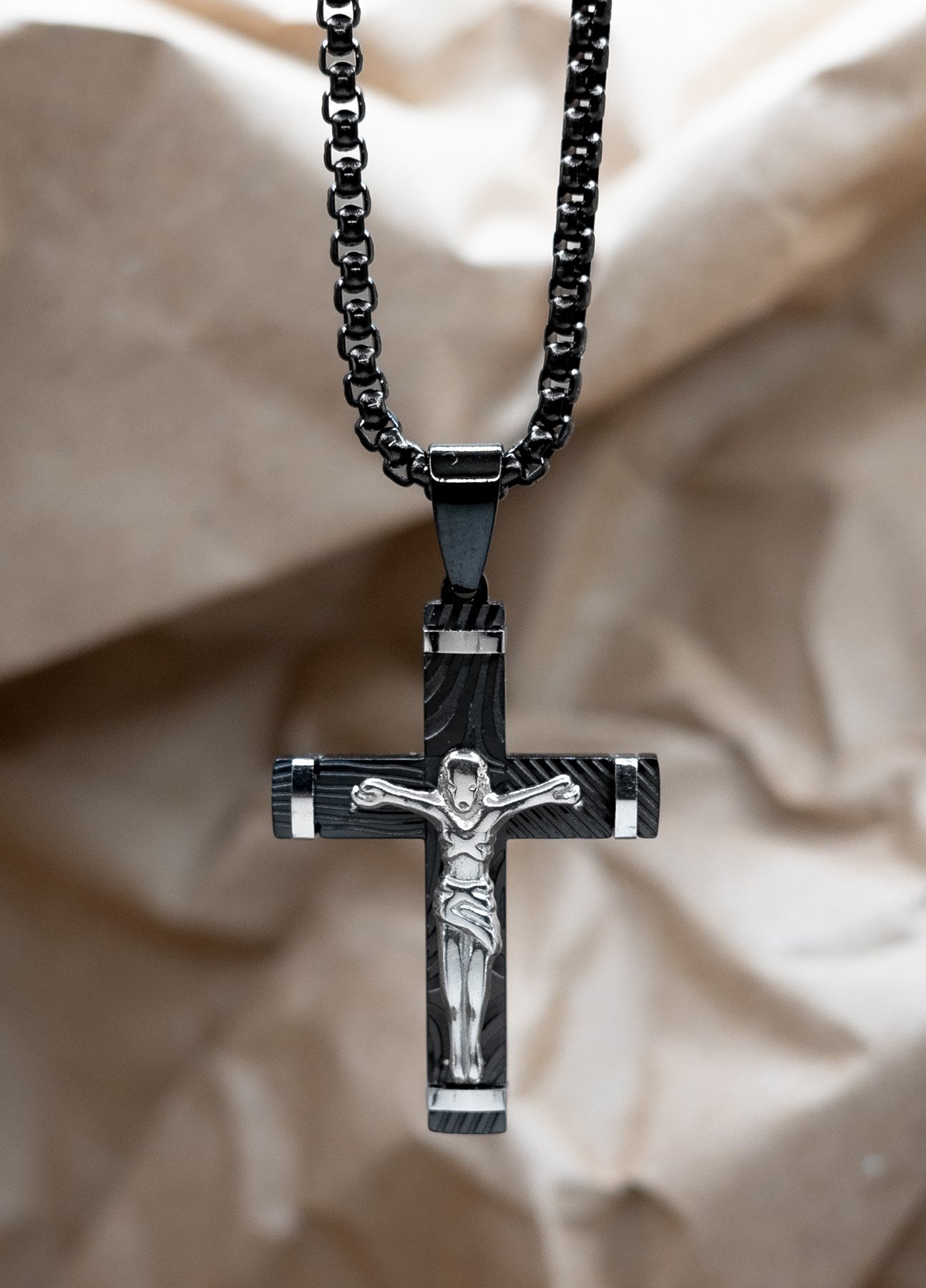 Necklace-Eden Merry-Crucifixion Cross-Black