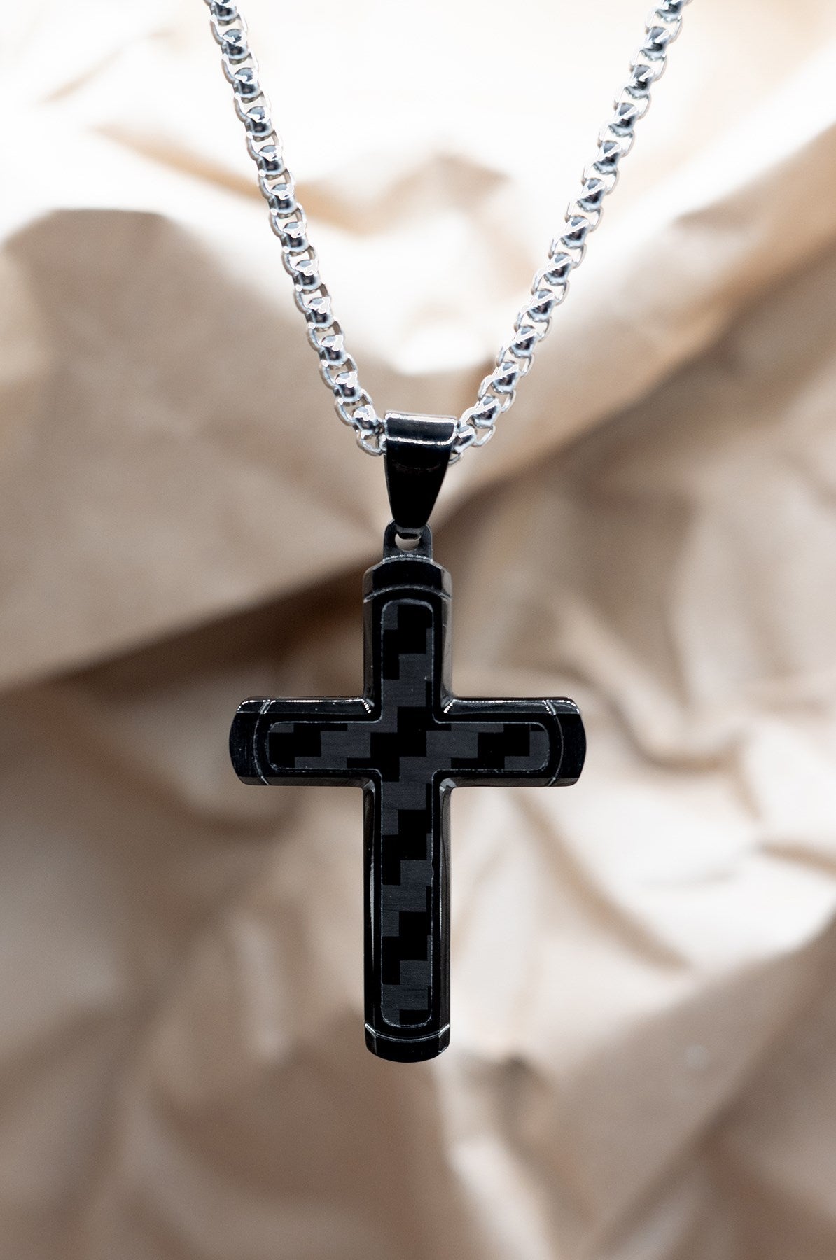 Necklace-Eden Merry-Cross-Black