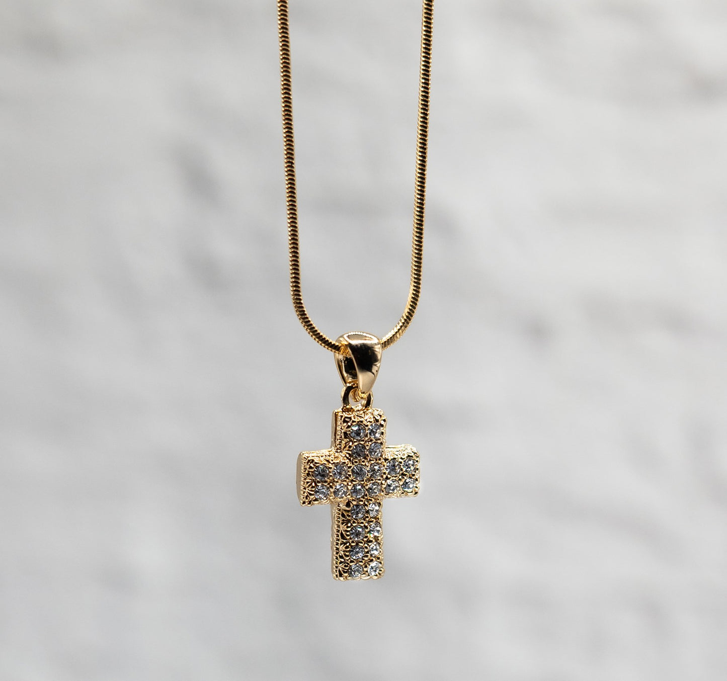 Necklace-Eden Merry-Cross-Reversible-Puffed Gold