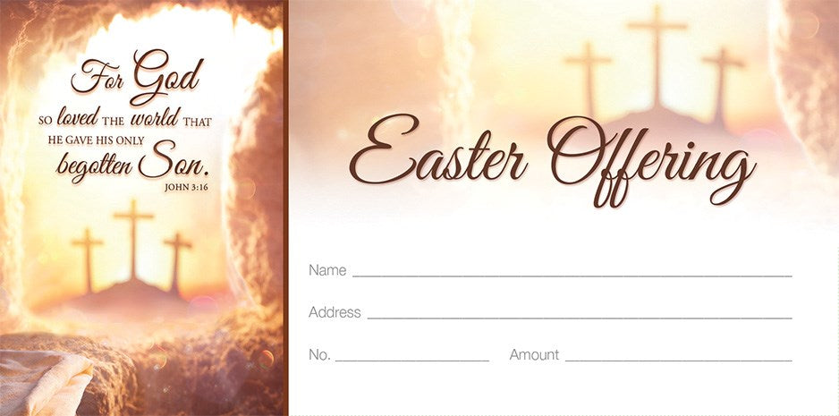 Offering Envelope-Easter Set-For God So Loved The World John 3:16 KJV (Pack of 100)
