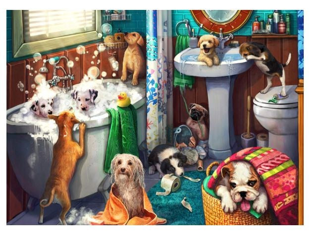 Jigsaw Puzzle-Puppies in the Bath (100 Pieces)