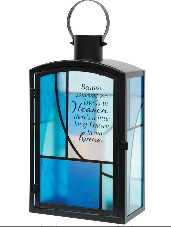 Lantern w/Flameless LED Candle & Timer-Heaven In Our Home (16" x 7.5" x 4.5")