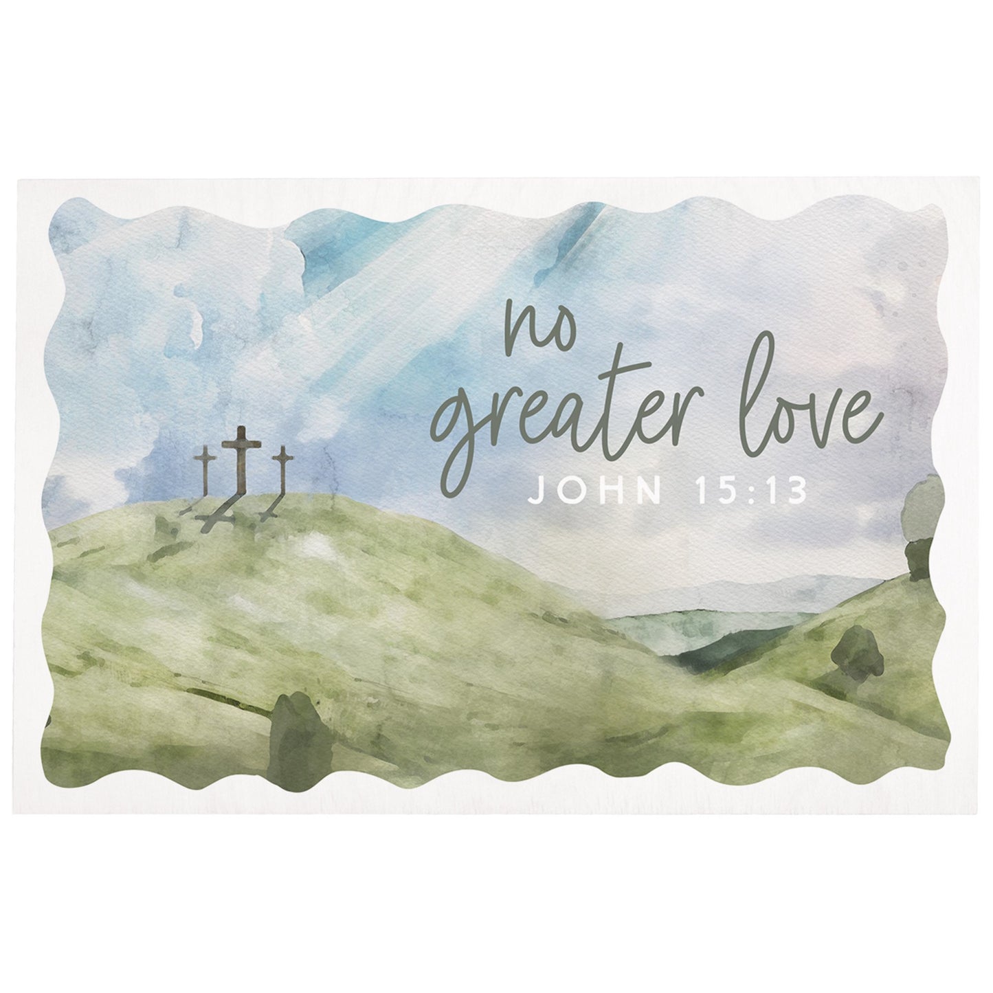 Wooden Postcard-Greater Love Crosses (4"" x 6"")