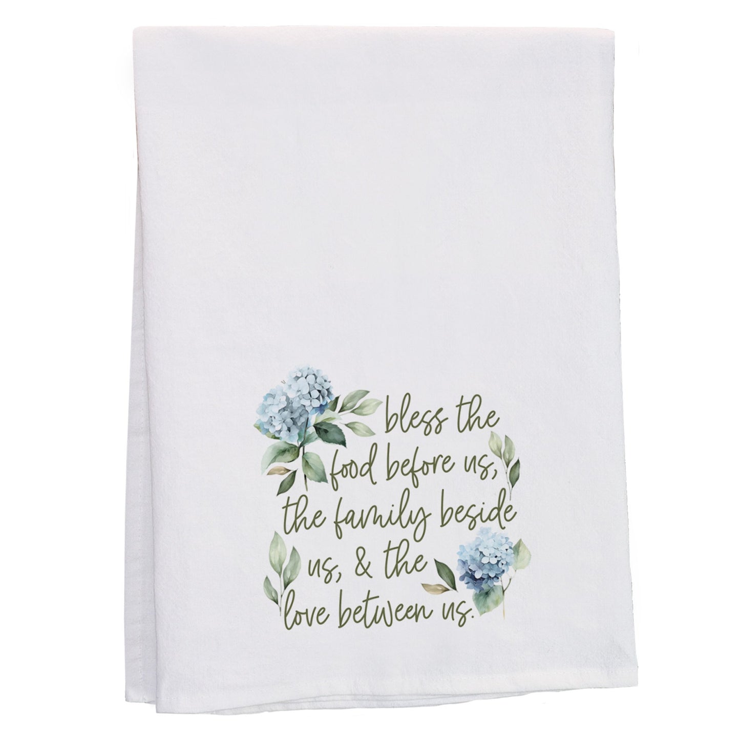 Tea Towel-Bless Food Hydrangeas (29"" x 29"")
