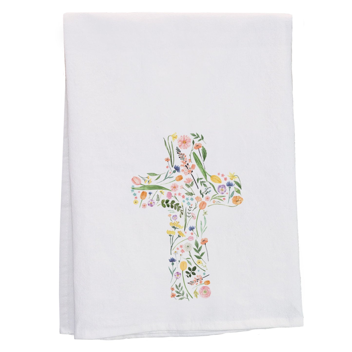 Tea Towel-Floral Cross (29"" x 29"")