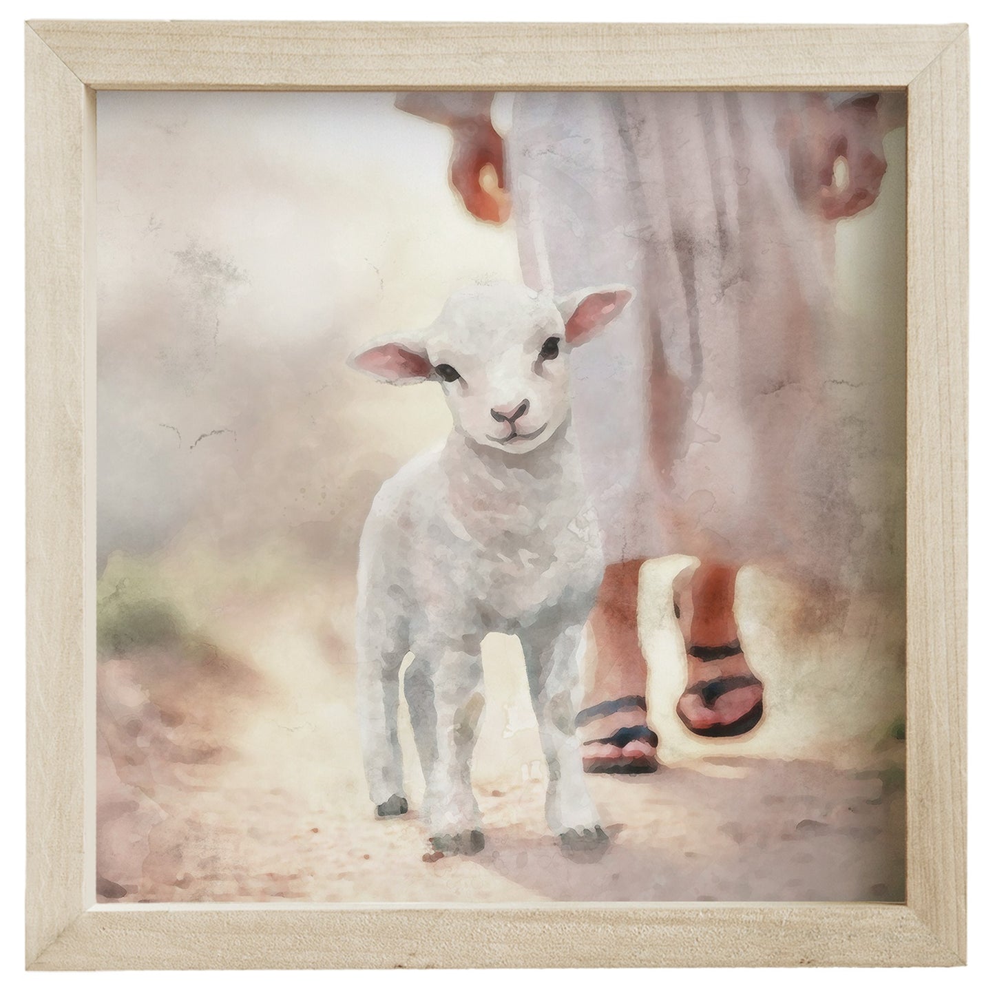 Rustic Frame-Lamb Walking On Path (10"" x 10"")