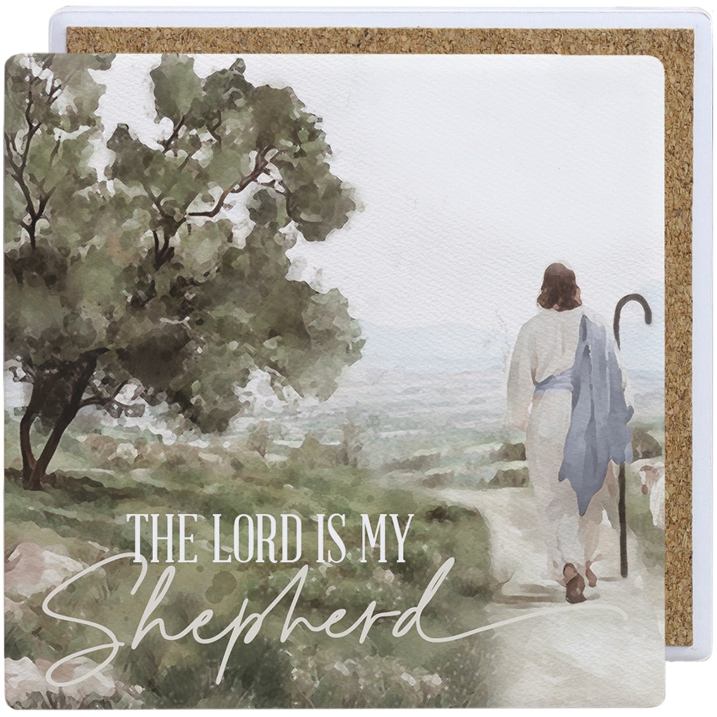 Coaster Square-Ceramic-Lord Is Shepherd (3.75"" x 3.75"")