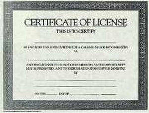 Certificate-License (Generic) (8-1/2" x 11") (Pack Of 6)