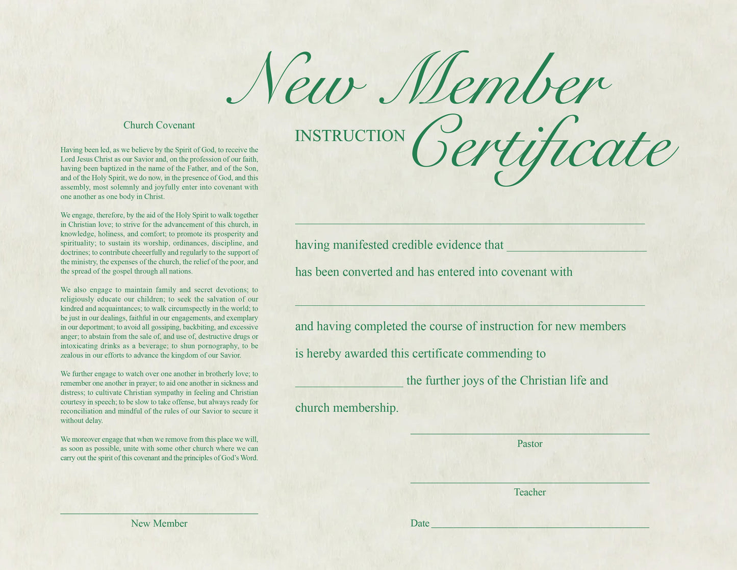 Certificate-New Member Instruction (Parchment) (8-1/2" x 11") (Pack Of 6)