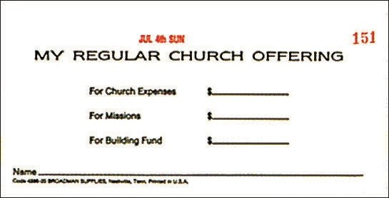 Offering Envelope-My Regular Church Offering 3 Fund Weekly w/o Six Point System (Bill-Size) (Pack Of 53)